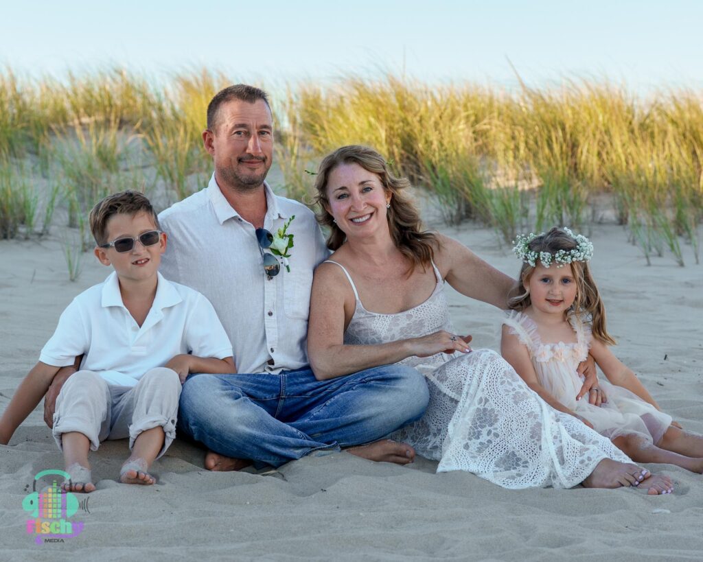 family on beach
beach wedding photos
vow renewal ceremony
new jersey beach photos
golden hour
event photography
