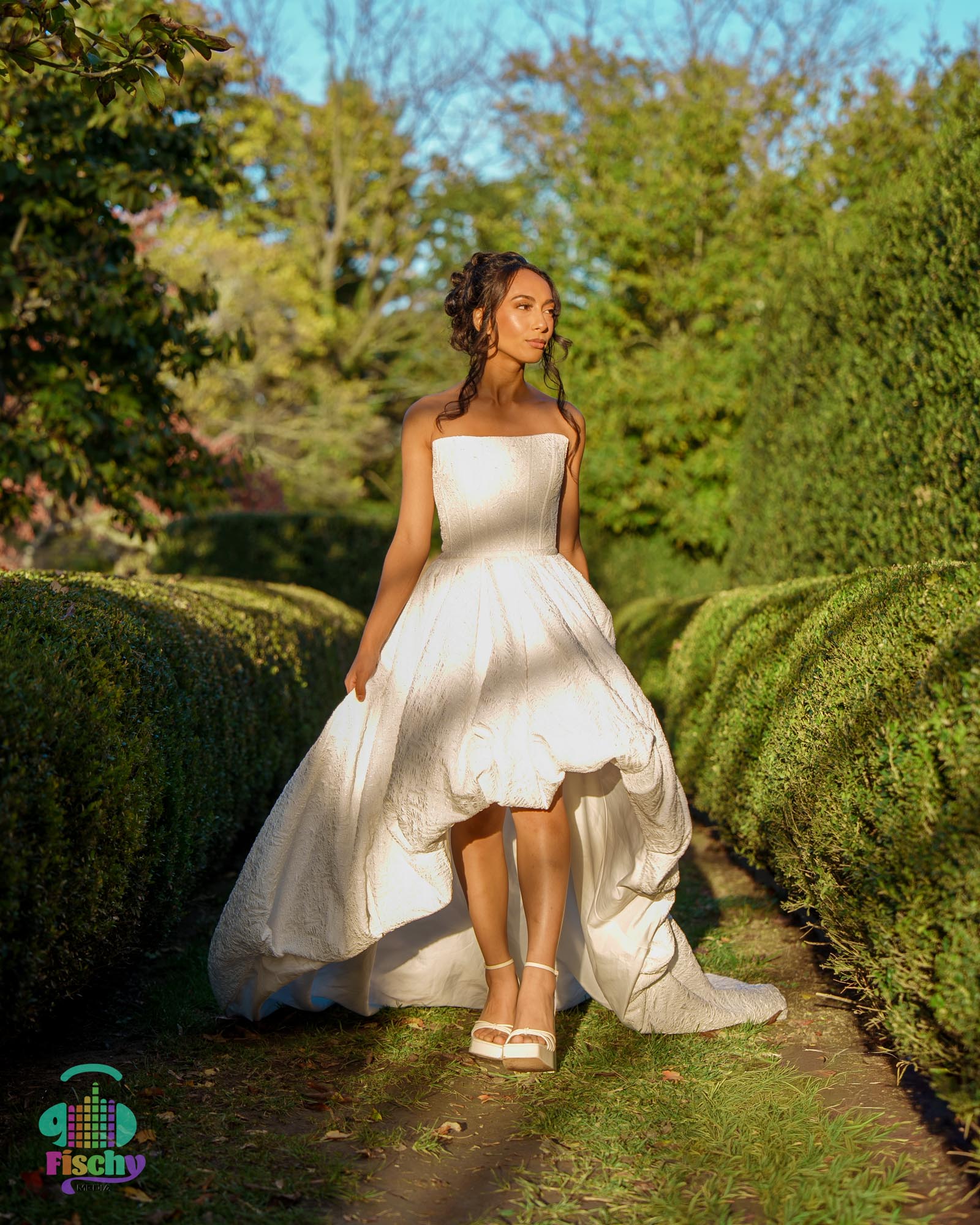 bride in greenery
smiling laughing
wedding dress 
Wedding photographer
Wedding photoshoot
elegant wedding
