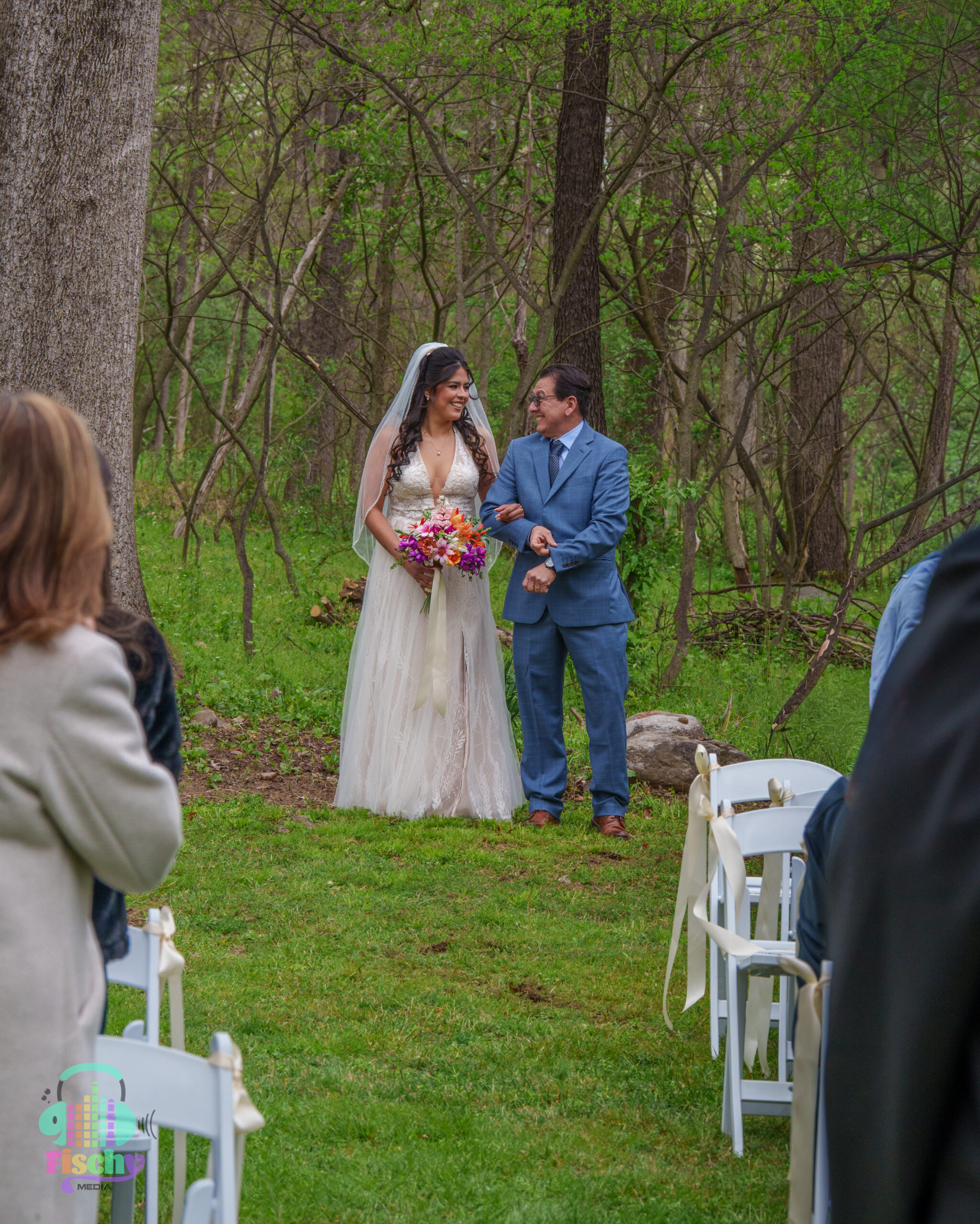 bride walking down aisle at wedding