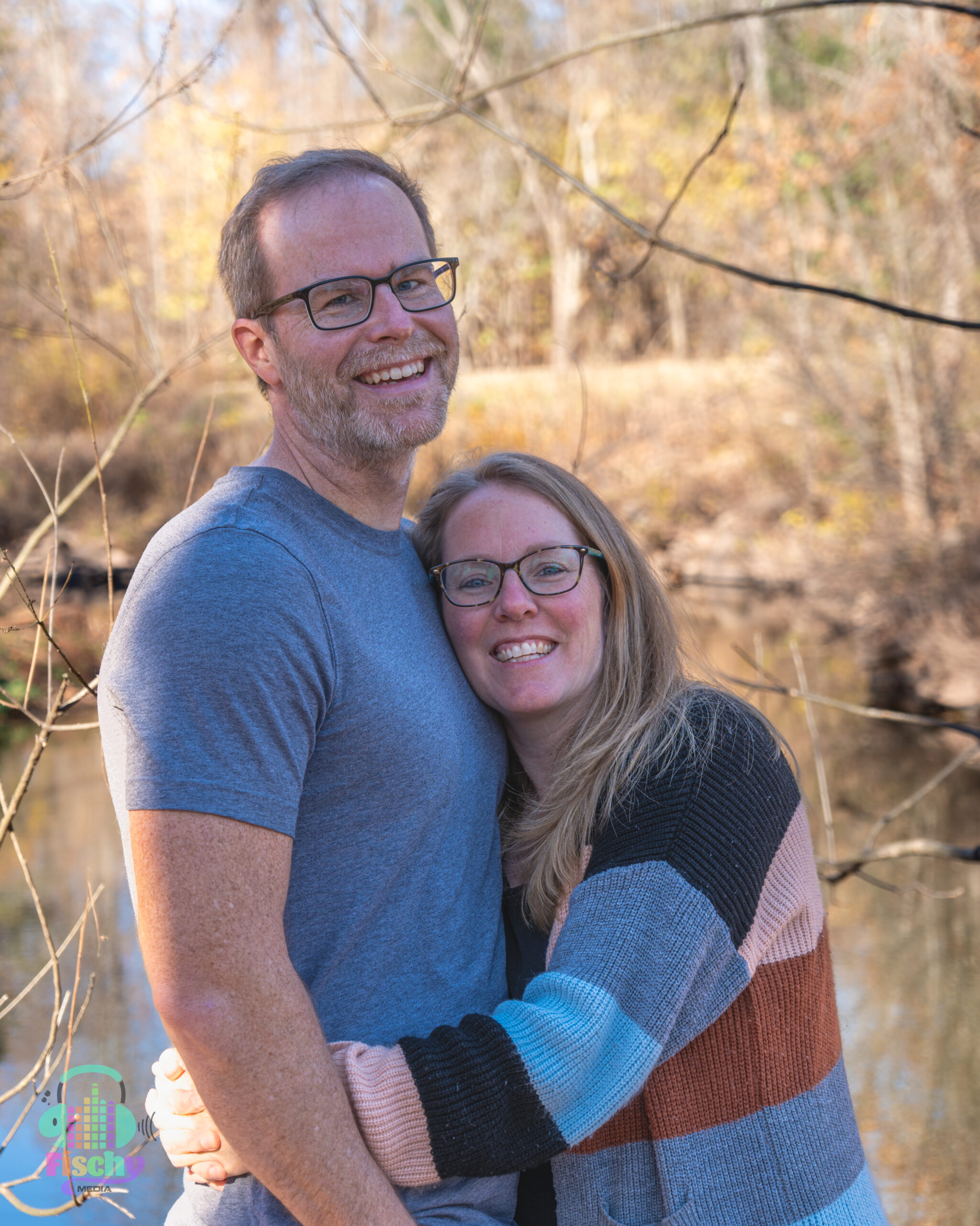 middle aged couple
hugging and kissing